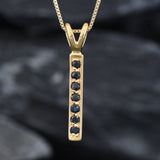 Vertical Sapphire Pendant - Natural Sapphire Necklace, Gold Sapphire Pendant