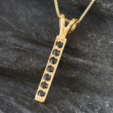 Vertical Sapphire Pendant - Natural Sapphire Necklace, Gold Sapphire Pendant