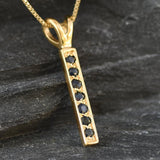 Vertical Sapphire Pendant - Natural Sapphire Necklace, Gold Sapphire Pendant