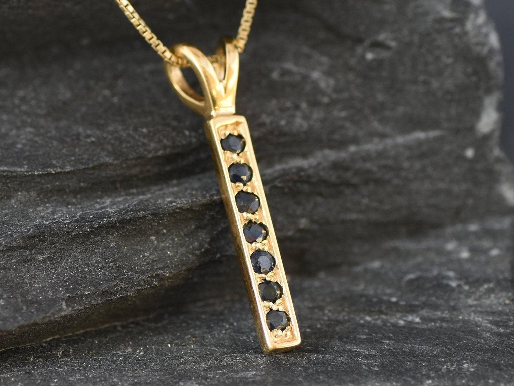 Natural Sapphire Pendant made in 18k Gold Vermeil with Round Natural Blue Sapphire in Channel-Set setting, September Birthstone gift idea, symbolizes sincerity, truth, and faithfulness, ideal for everyday wear and perfect for birthday gifting and special occasions.