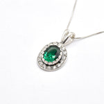 Emerald Pendant, Antique Pendant, Vintage Pendant, Antique Emerald Pendant, Silver Pendant, Sterling Silver Pendant, Green Vintage Pendant