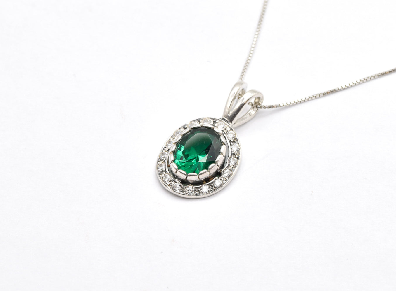 Emerald Pendant, Antique Pendant, Vintage Pendant, Antique Emerald Pendant, Silver Pendant, Sterling Silver Pendant, Green Vintage Pendant