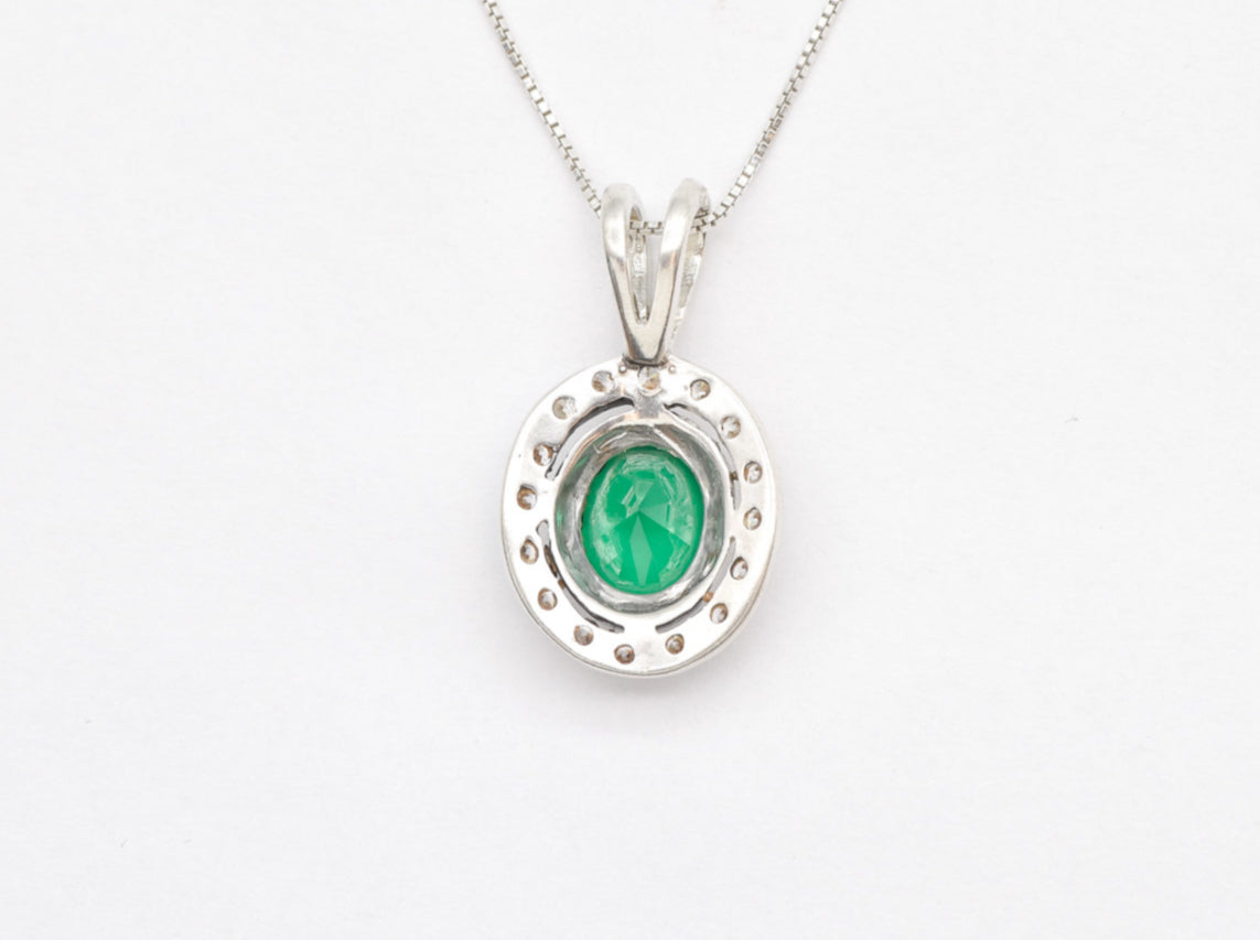 Emerald Pendant, Antique Pendant, Vintage Pendant, Antique Emerald Pendant, Silver Pendant, Sterling Silver Pendant, Green Vintage Pendant