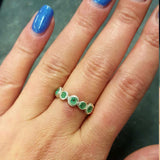 Genuine Emerald Ring - Green Half Eternity Band - May Birthstone Ring