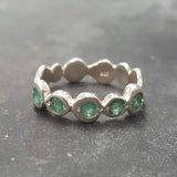 Genuine Emerald Ring - Green Half Eternity Band - May Birthstone Ring