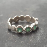 Genuine Emerald Ring - Green Half Eternity Band - May Birthstone Ring