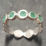 Genuine Emerald Ring - Green Half Eternity Band - May Birthstone Ring