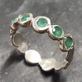 Genuine Emerald Ring - Green Half Eternity Band - May Birthstone Ring