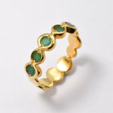 Natural Emerald Ring made in 18k Gold Vermeil with Round Natural Green Emerald in Flush setting, May Birthstone gift idea, symbolizes growth, harmony, and deep emotional healing, ideal for everyday wear and perfect for birthday gifting and special occasions.