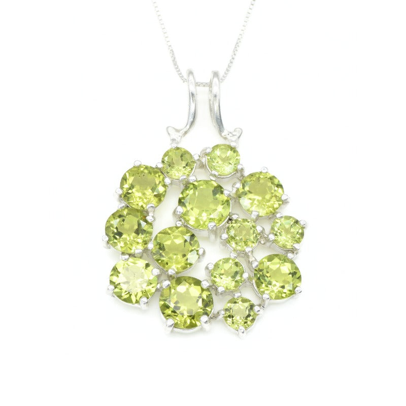 Peridot Pendant, Natural Peridot, August Birthstone, Asymmetric Pendant, Green Diamond Pendant, Flower Pendant, 925 Silver Pendant, Peridot