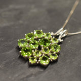 Large Peridot Pendant - Green Flower Necklace - Peridot Statement Necklace