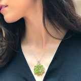 Large Peridot Pendant - Green Flower Necklace - Peridot Statement Necklace