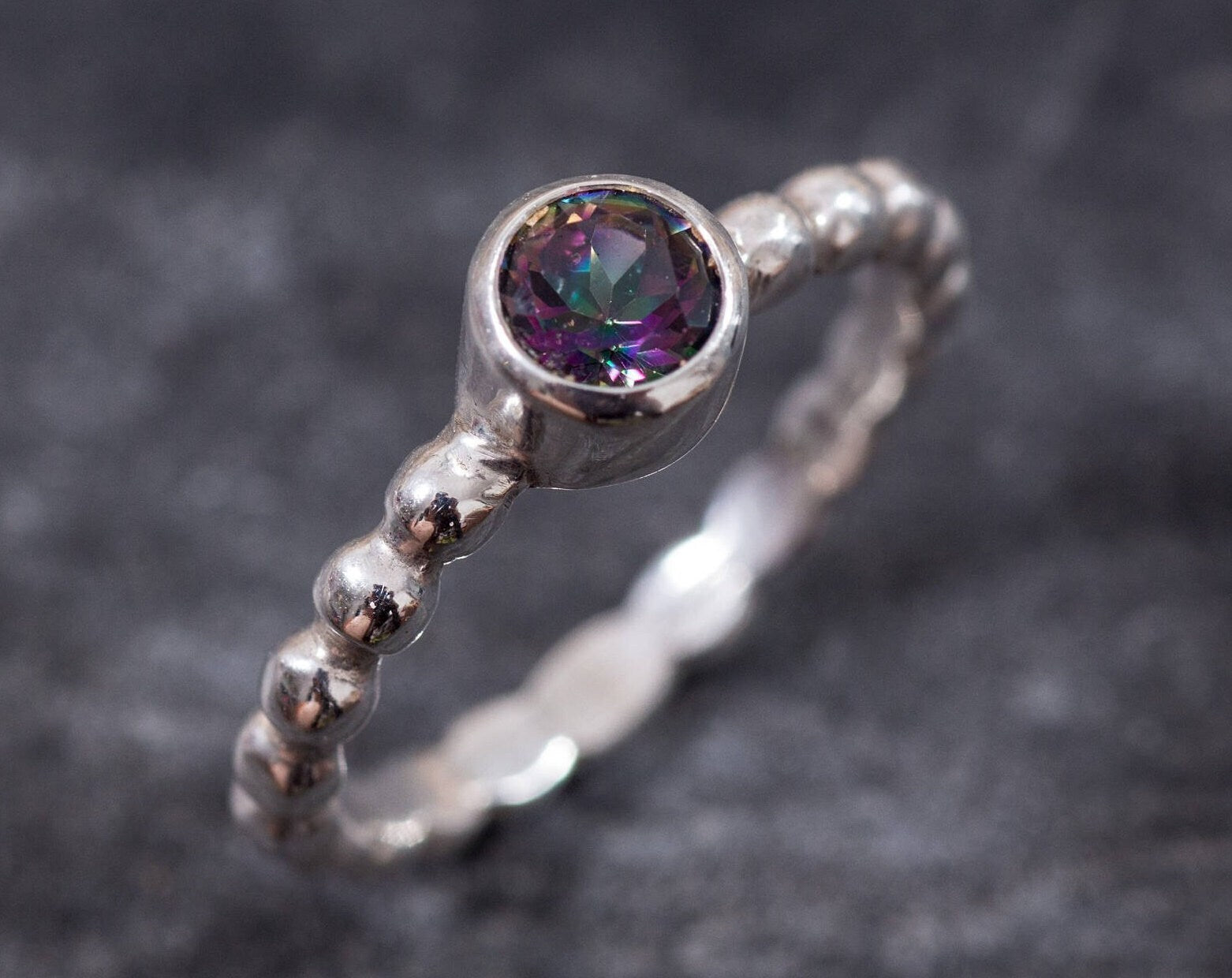 Mystic Topaz Ring, Natural Topaz, November Birthstone, Dainty Ring, Dainty Topaz Ring, Topaz, Purple Ring, Mystic Topaz, Solid Silver Ring