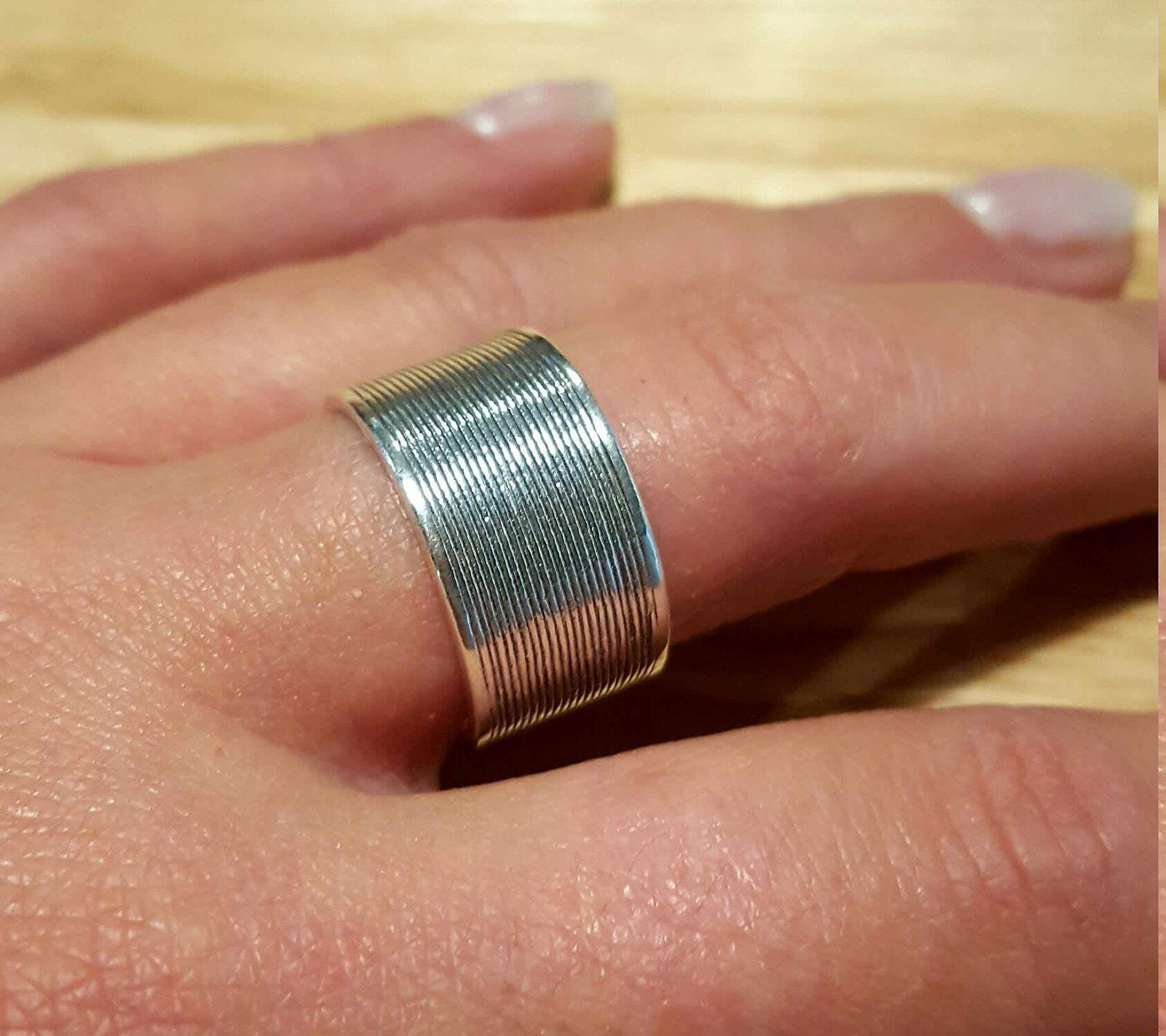 Silver Bezel Ring, Solid Silver Ring, Wide Silver Band, Art Ring, Thick Silver Ring, Large Silver Ring, Sterling Silver Ring, Silver Band