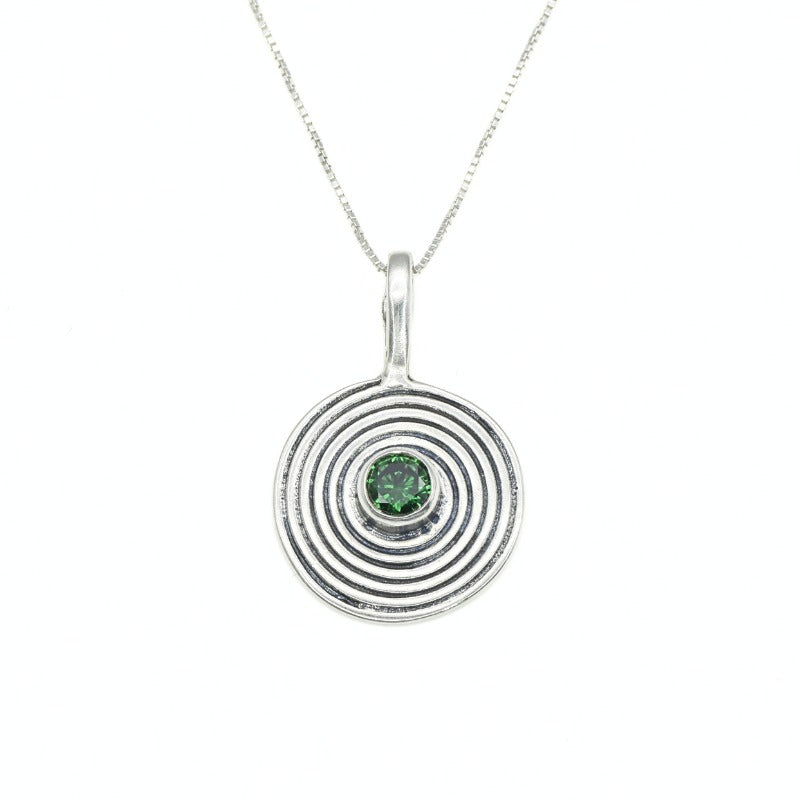 Created Emerald Pendant made in 925 Sterling Silver with Round Created Green Emerald in Bezel setting, May Birthstone gift idea, symbolizes, ideal for everyday wear and perfect for birthday gifting and special occasions.
