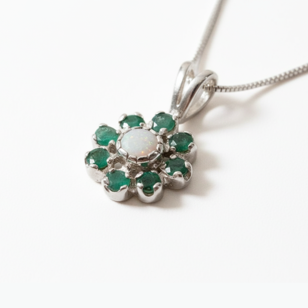 Beautiful 925 Sterling Silver Opal Pendant with natural Australian opal, perfect for October birthdays and everyday wear.