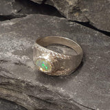 Chunky Opal Ring - Fire Opal Ring - Wide Vintage Band