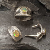 Chunky Opal Ring - Fire Opal Ring - Wide Vintage Band