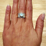 Chunky Opal Ring - Fire Opal Ring - Wide Vintage Band