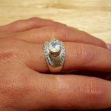 Chunky Opal Ring - Fire Opal Ring - Wide Vintage Band