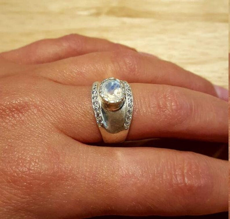 Ethiopian Opal Ring, Opal Ring, October Birthstone, Wide Silver Ring, Vintage Opal Ring, Silver Bezel Ring, Natural Opal, Solid Silver Ring