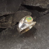 Chunky Opal Ring - Fire Opal Ring - Wide Vintage Band