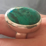 Chrysocolla Ring, Statement Ring, Sagittarius Birthstone, Chrysocolla, Huge Ring, Large Stone Ring, Solid Silver Ring, Pure Silver, Blue Gem