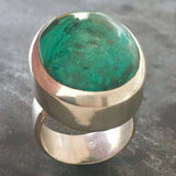 Chrysocolla Ring, Statement Ring, Sagittarius Birthstone, Chrysocolla, Huge Ring, Large Stone Ring, Solid Silver Ring, Pure Silver, Blue Gem