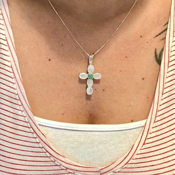 Cross Pendant, Mystic Topaz Pendant, Natural Mystic Topaz, December Birthstone, Topaz Pendant, 925 Sterling Silver Pendant, Topaz Necklace