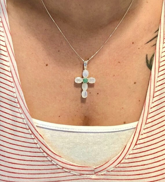 Cross Pendant, Mystic Topaz Pendant, Natural Mystic Topaz, December Birthstone, Topaz Pendant, 925 Sterling Silver Pendant, Topaz Necklace