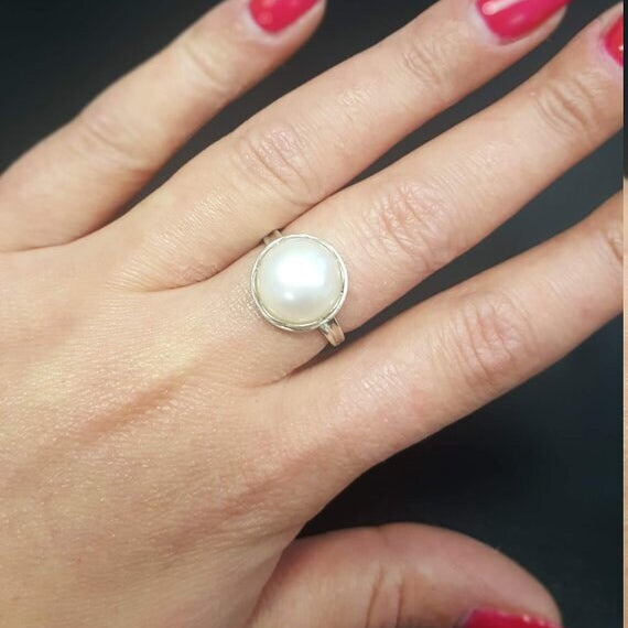 Black Pearl Ring, Natural Pearl Ring, June Birthstone, Black Pearl, Real Pearl, Vintage Rings, Solid Silver Ring, Grey Pearl, June Ring