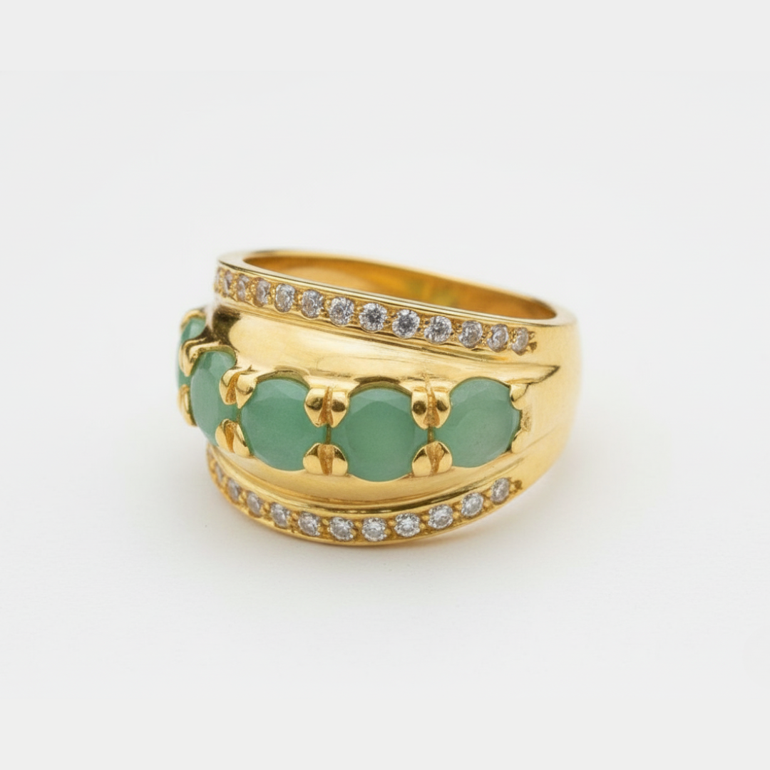 Natural Emerald Ring made in 18k Gold Vermeil with Round Natural Green Emerald in Prong setting, May Birthstone gift idea, symbolizes growth, harmony, and deep emotional healing, ideal for everyday wear and perfect for birthday gifting and special occasions.