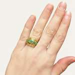 Chic 18k Gold Vermeil Ring showcasing a round natural emerald, a timeless May birthstone for special moments and daily wear.