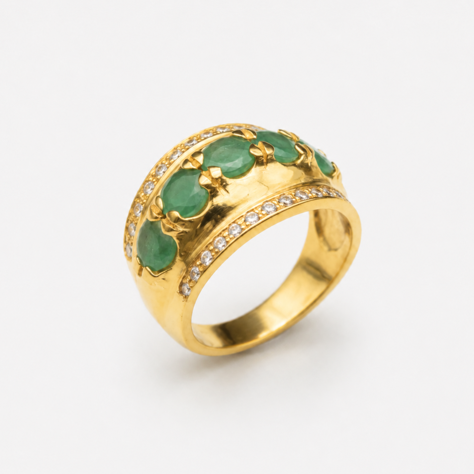Natural Emerald Ring made in 18k Gold Vermeil with Round Natural Green Emerald in Prong setting, May Birthstone gift idea, symbolizes growth, harmony, and deep emotional healing, ideal for everyday wear and perfect for birthday gifting and special occasions.