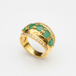 Stunning 18k Gold Vermeil Ring with a vibrant round natural emerald, symbolizing growth and harmony for any occasion.