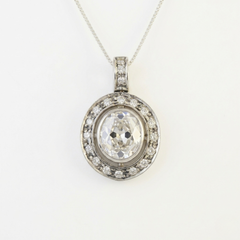Sparkly Diamond Necklace - Vintage Bezel Pendant - Classy Bridal Necklace