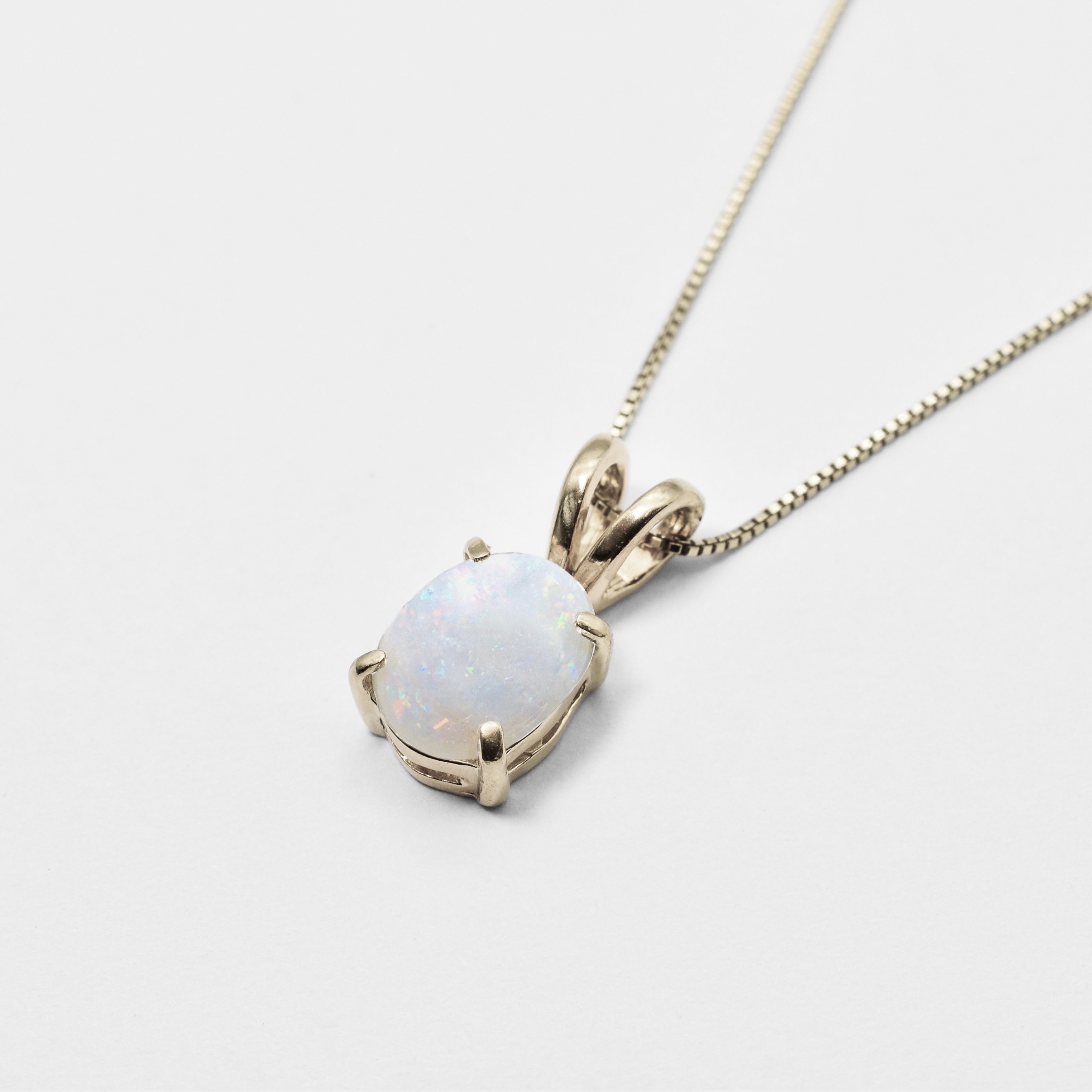 Silver Opal Necklace - Bridal Necklace - Oval Opal Pendant