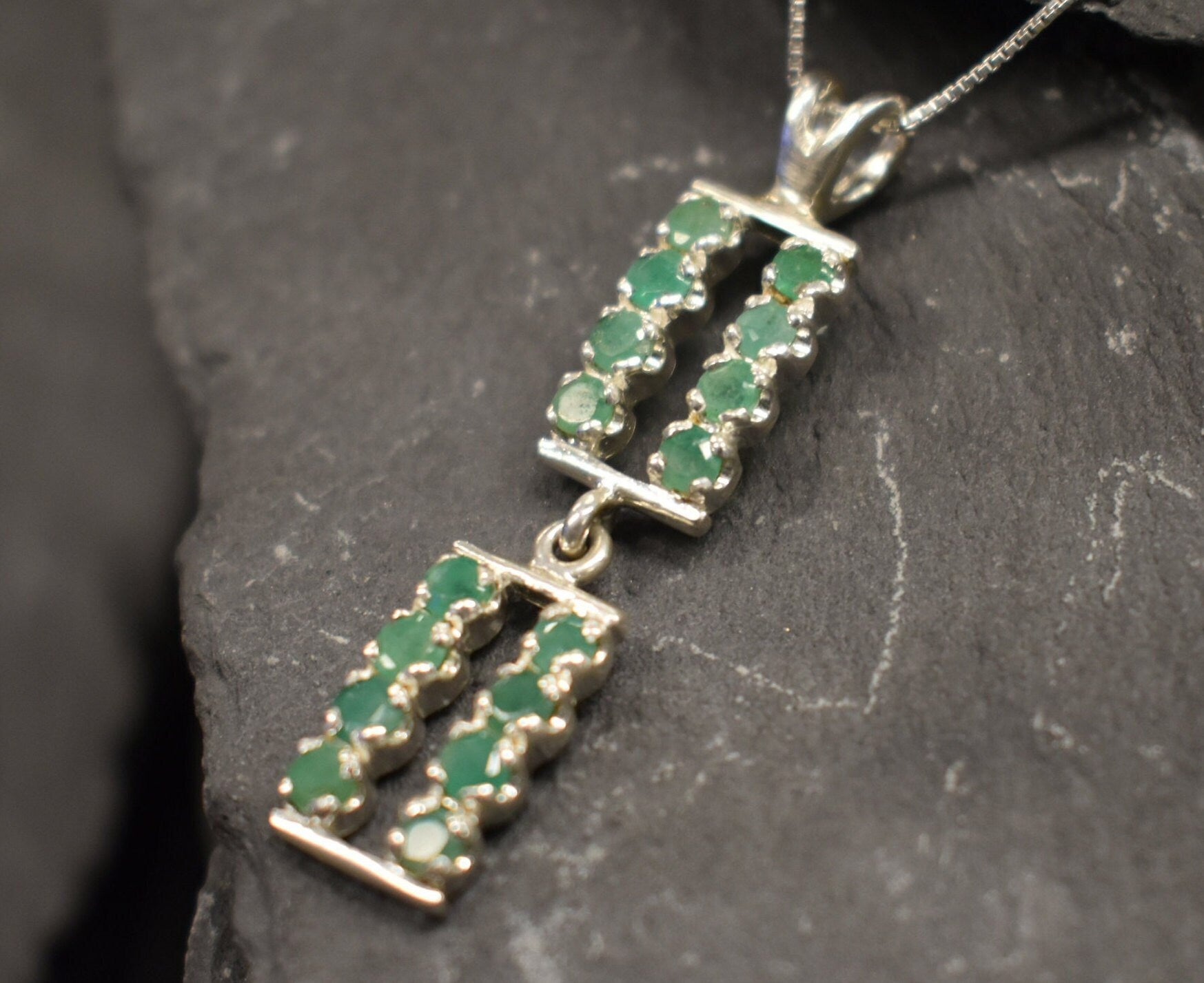 Natural Emerald Pendant made in 925 Sterling Silver with Round Natural Green Emerald in Channel-Set setting, May Birthstone gift idea, symbolizes growth, harmony, and deep emotional healing, ideal for everyday wear and perfect for birthday gifting and special occasions.