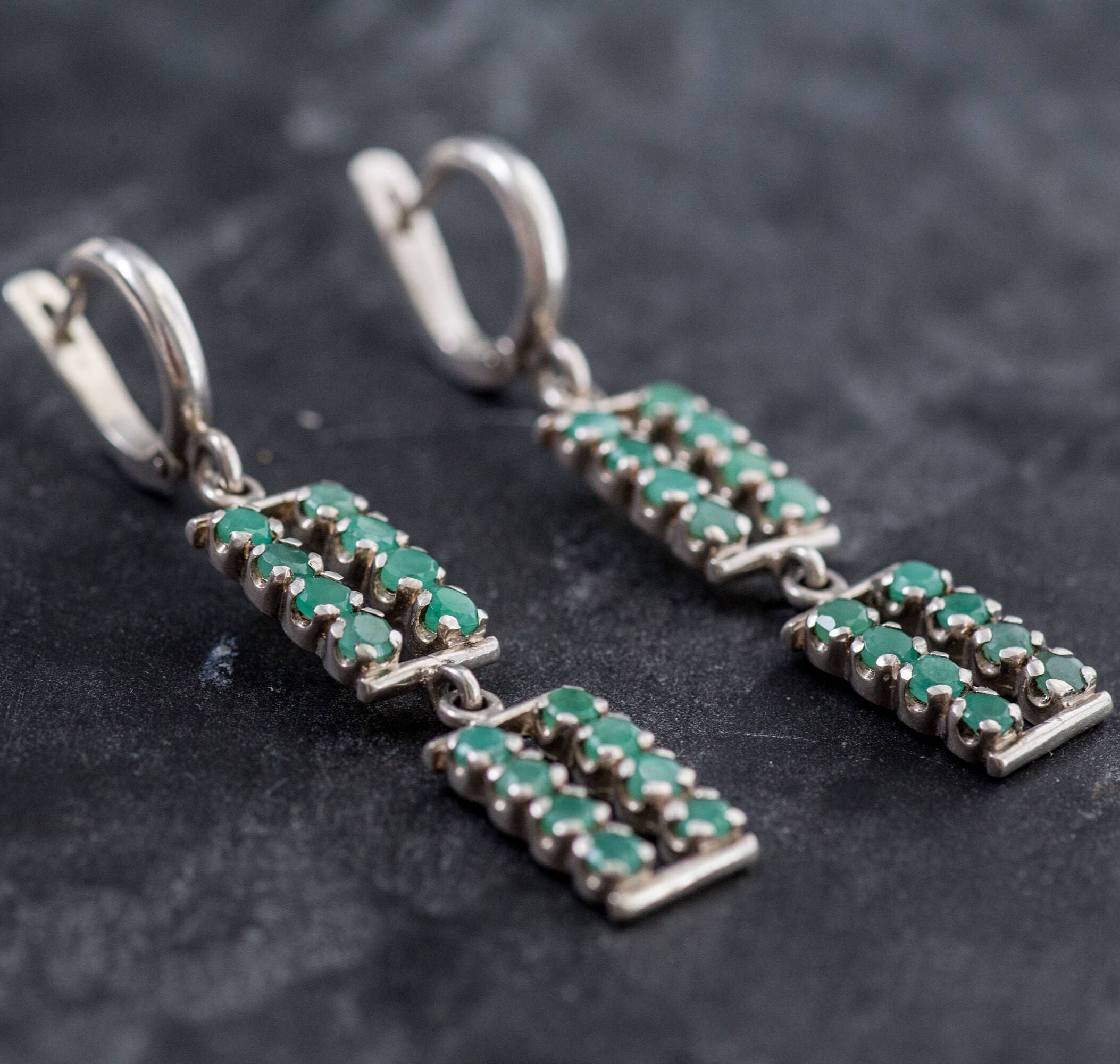 Natural Emerald Earrings made in 925 Sterling Silver with Round Natural Green Emerald in Channel-Set setting, May Birthstone gift idea, symbolizes growth, harmony, and deep emotional healing, ideal for everyday wear and perfect for birthday gifting and special occasions.