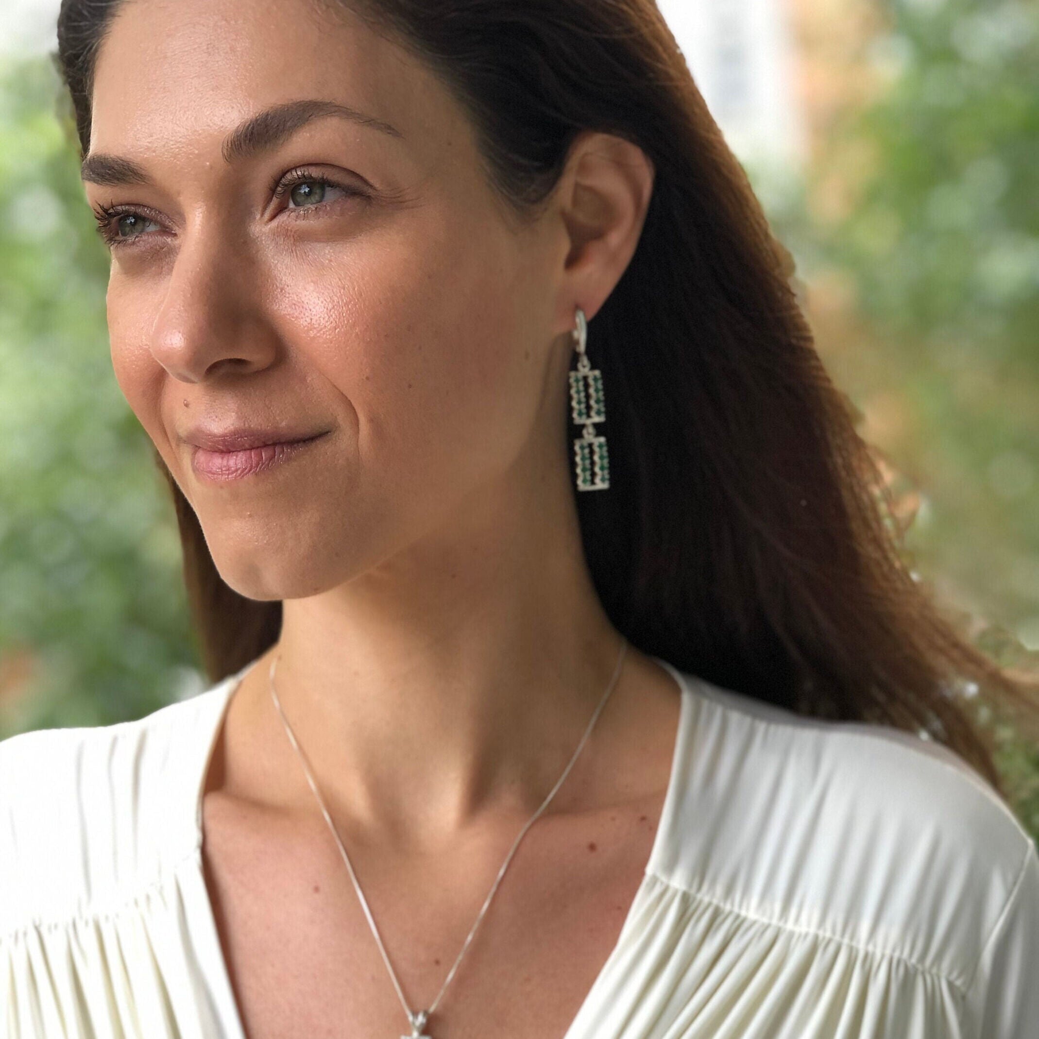 Elegant 925 Sterling Silver Natural Emerald Earrings, perfect May Birthstone gift symbolizing growth and harmony for any occasion.