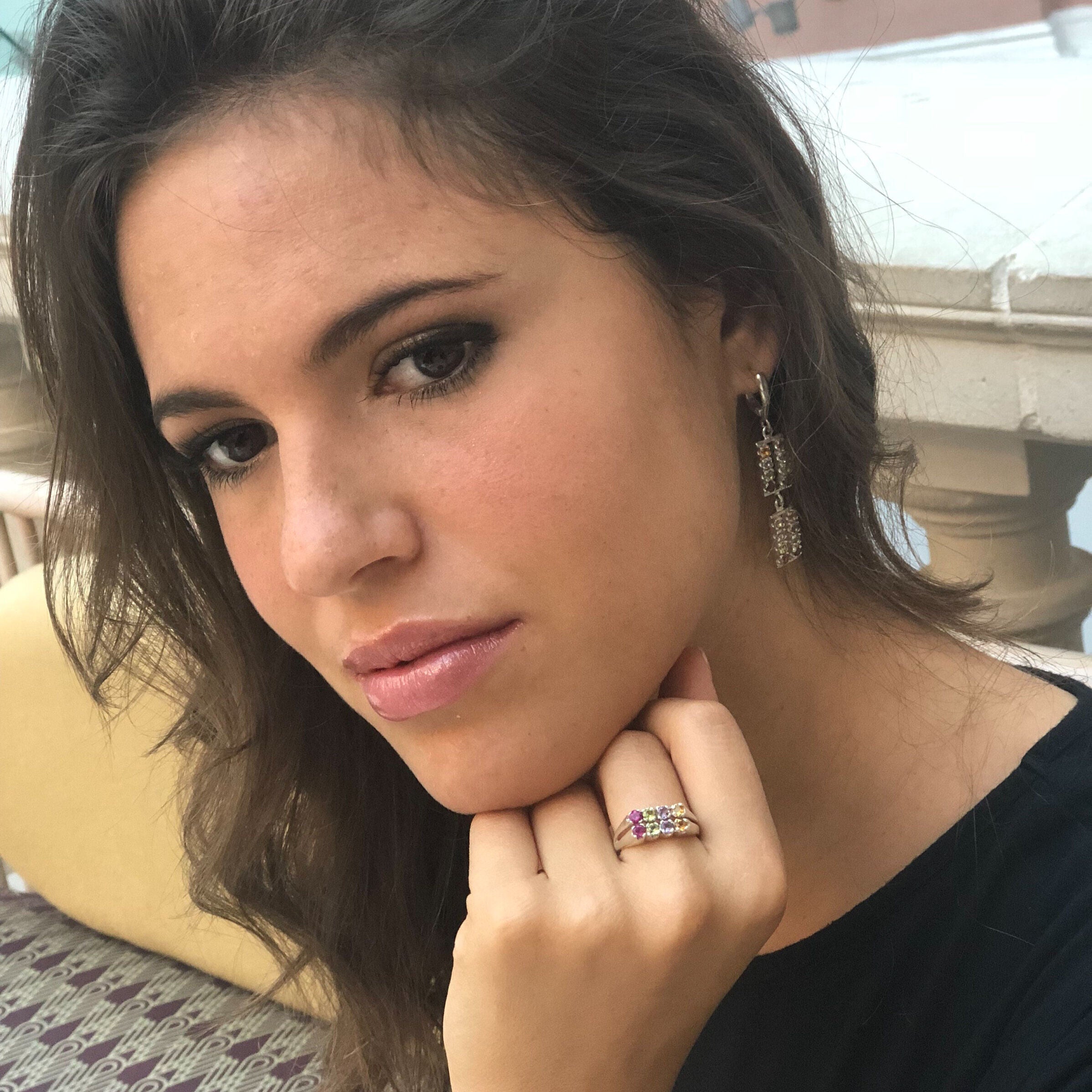 Multistone Earrings, Birthstone Earrings, Long Earrings, Vintage Earrings, 925 Silver Earrings, Garnet, Citrine, Peridot, Amethyst