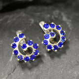 Blue Swirl Earrings - Spiral Sapphire Earrings - Vintage Statement Earrings