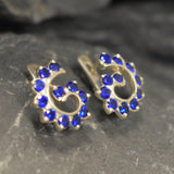 Blue Swirl Earrings - Spiral Sapphire Earrings - Vintage Statement Earrings