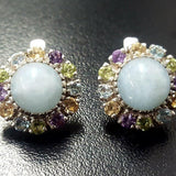 Aquamarine Victorian Earrings - Colorful Flower Earrings - Multistone Earrings