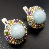 Aquamarine Victorian Earrings - Colorful Flower Earrings - Multistone Earrings