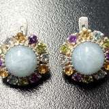 Aquamarine Victorian Earrings - Colorful Flower Earrings - Multistone Earrings