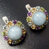 Aquamarine Victorian Earrings - Colorful Flower Earrings - Multistone Earrings