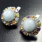 Aquamarine Victorian Earrings - Colorful Flower Earrings - Multistone Earrings