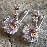 Vintage Earrings, Diamond Earrings, 2 carat Diamond, Created Diamond, Bridal Diamond Earrings, Bridal Earrings, CZ Diamonds, Solid Silver