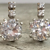 Vintage Earrings, Diamond Earrings, 2 carat Diamond, Created Diamond, Bridal Diamond Earrings, Bridal Earrings, CZ Diamonds, Solid Silver